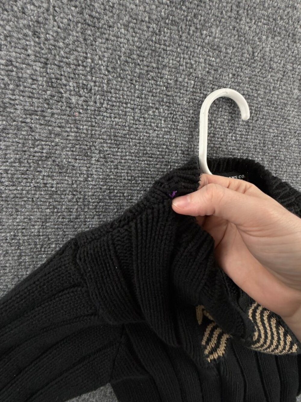 Ralph Lauren USA Flag Sweater Women Large Black Cotton Ribbed Knit Stretch Crew - Picture 12 of 13